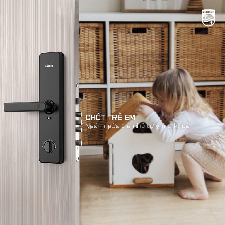 Philips DDL603E lắp đặt trên cửa gỗ