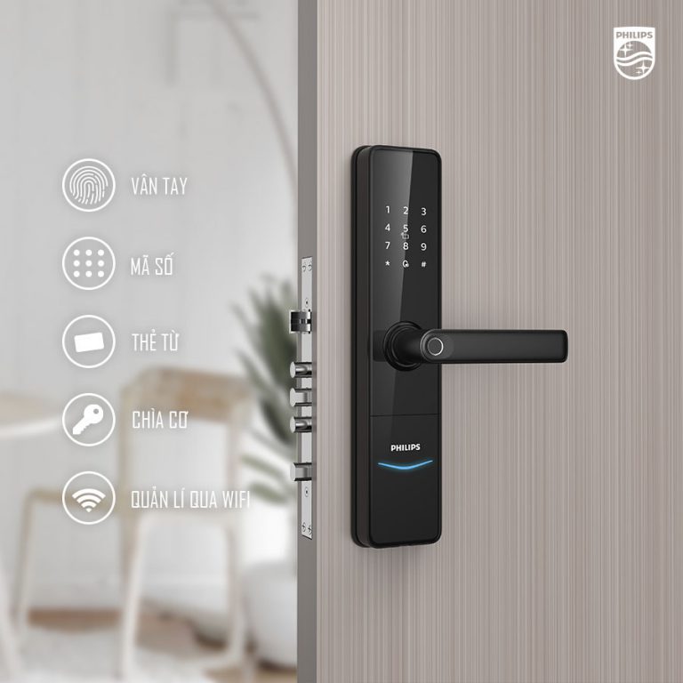 Khóa thông minh Philips DDL603E tay gạt màu đen