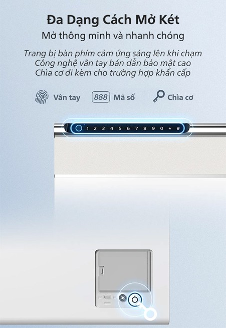 Mở khóa vân tay két sắt Philips SBX102