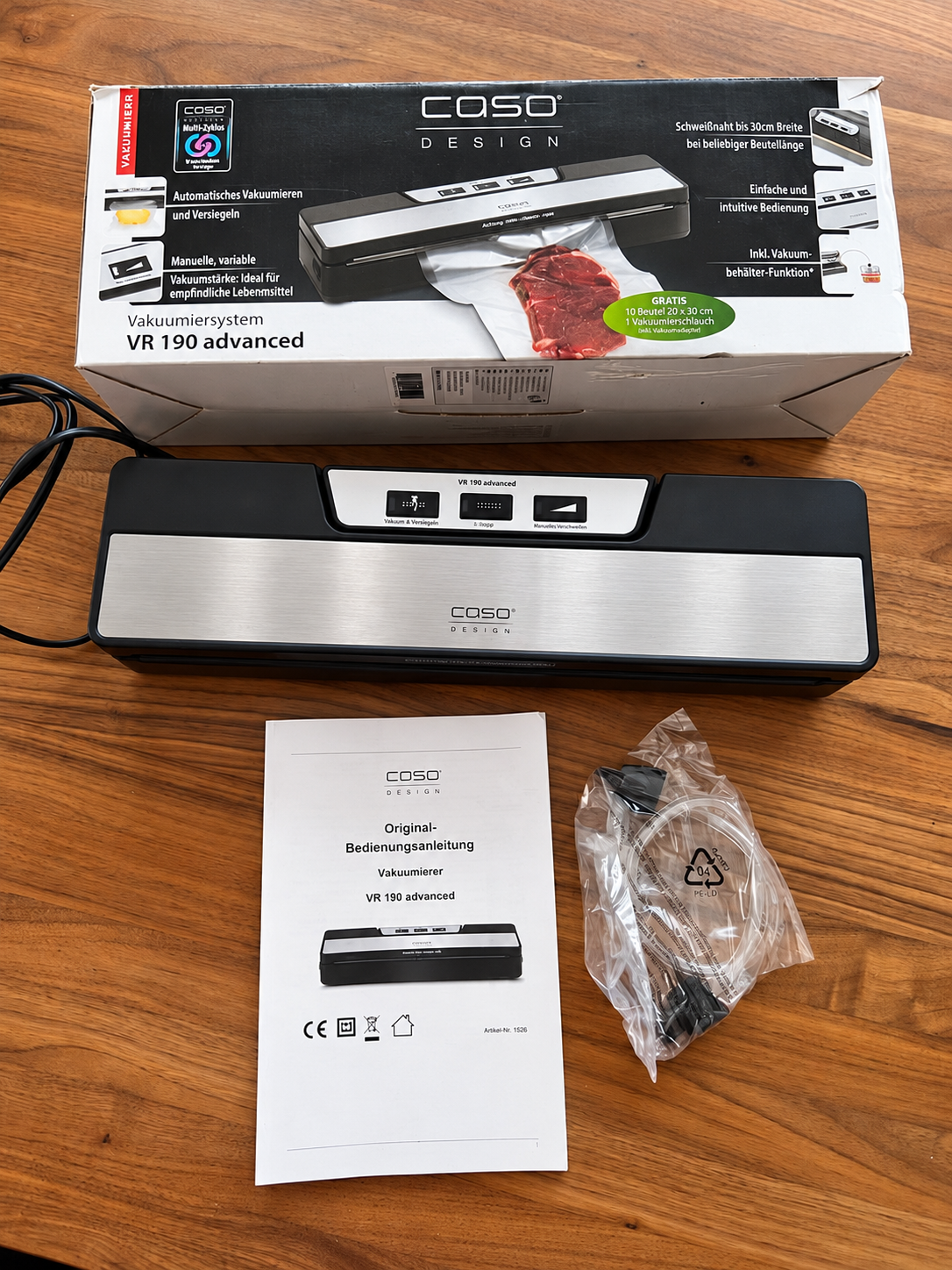 Máy Hút Chân Không CASO VR 190 Advanced 100W, Hàn Túi 30cm