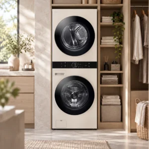 LG WashTower WT1410NHE 14/10 kg màu be: Gọn không gian, chăm sóc quần áo toàn diện